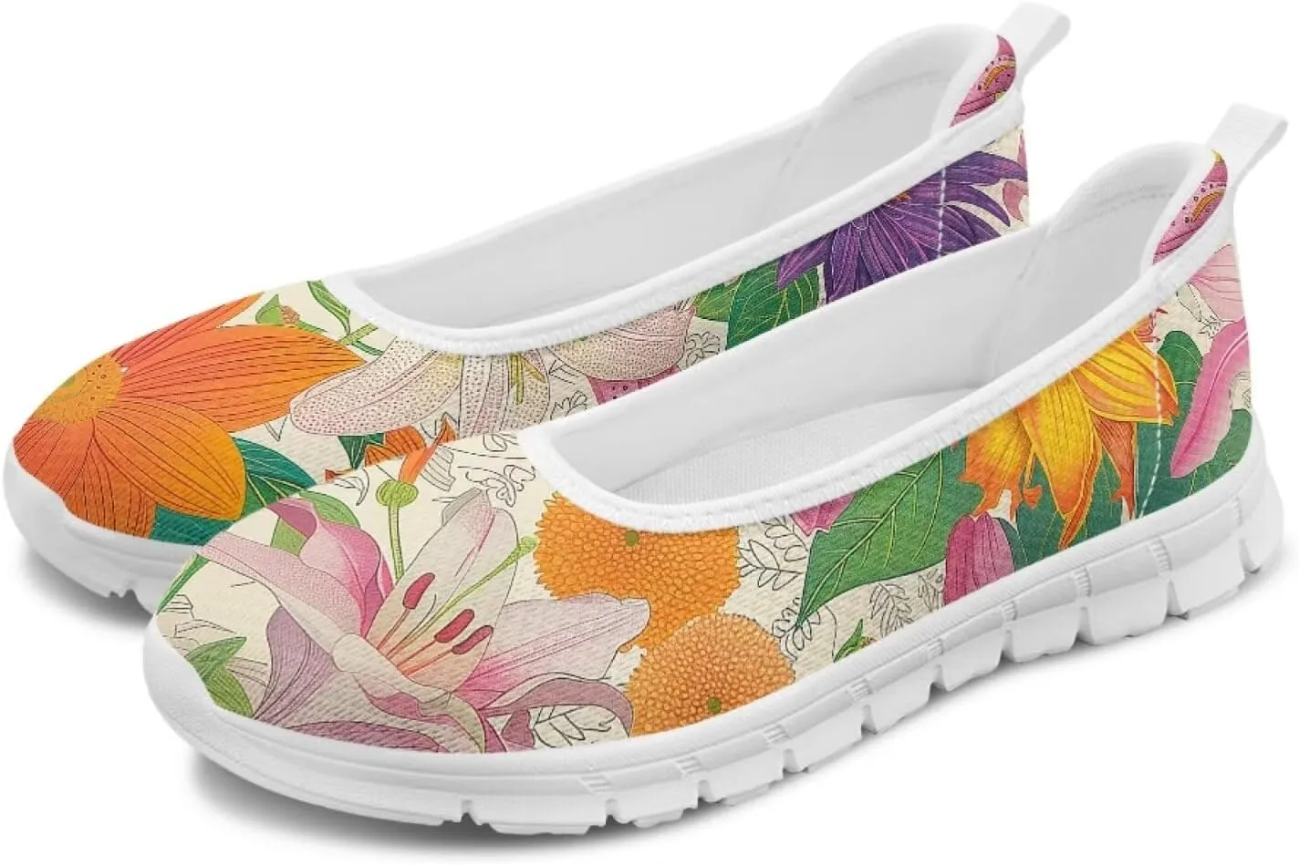 Forchrinse Colorful Cat Books Print Women’s Flats Soft Slip on Walking Shoes Round Toe Ballet Flats Comfortable Dress Work Shoes
