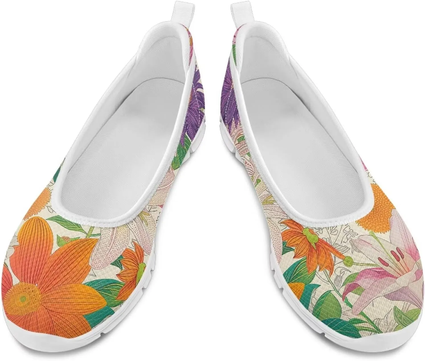 Forchrinse Colorful Cat Books Print Women’s Flats Soft Slip on Walking Shoes Round Toe Ballet Flats Comfortable Dress Work Shoes