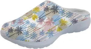 Forchrinse Cute Santa Claus Women’s Slip on Mule Sneakers Men’s Garden Clog Mesh Walking Shoes for Causal Work Gym