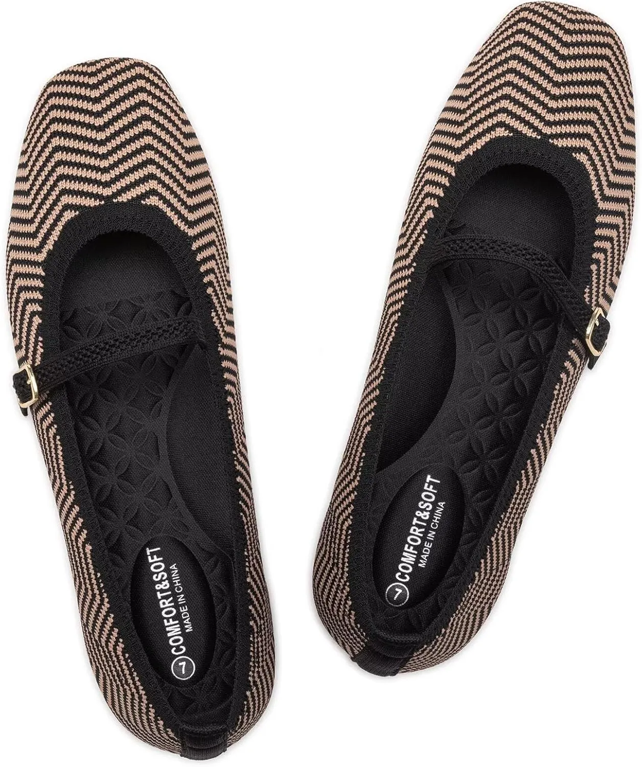 Frank Mully Mary Jane Women Flat Shoes Slip on Square-Toe Washable Shoes Comfortable for Dressy and Work with Ankle Strap