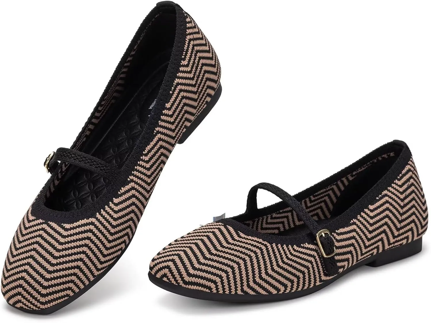 Frank Mully Mary Jane Women Flat Shoes Slip on Square-Toe Washable Shoes Comfortable for Dressy and Work with Ankle Strap