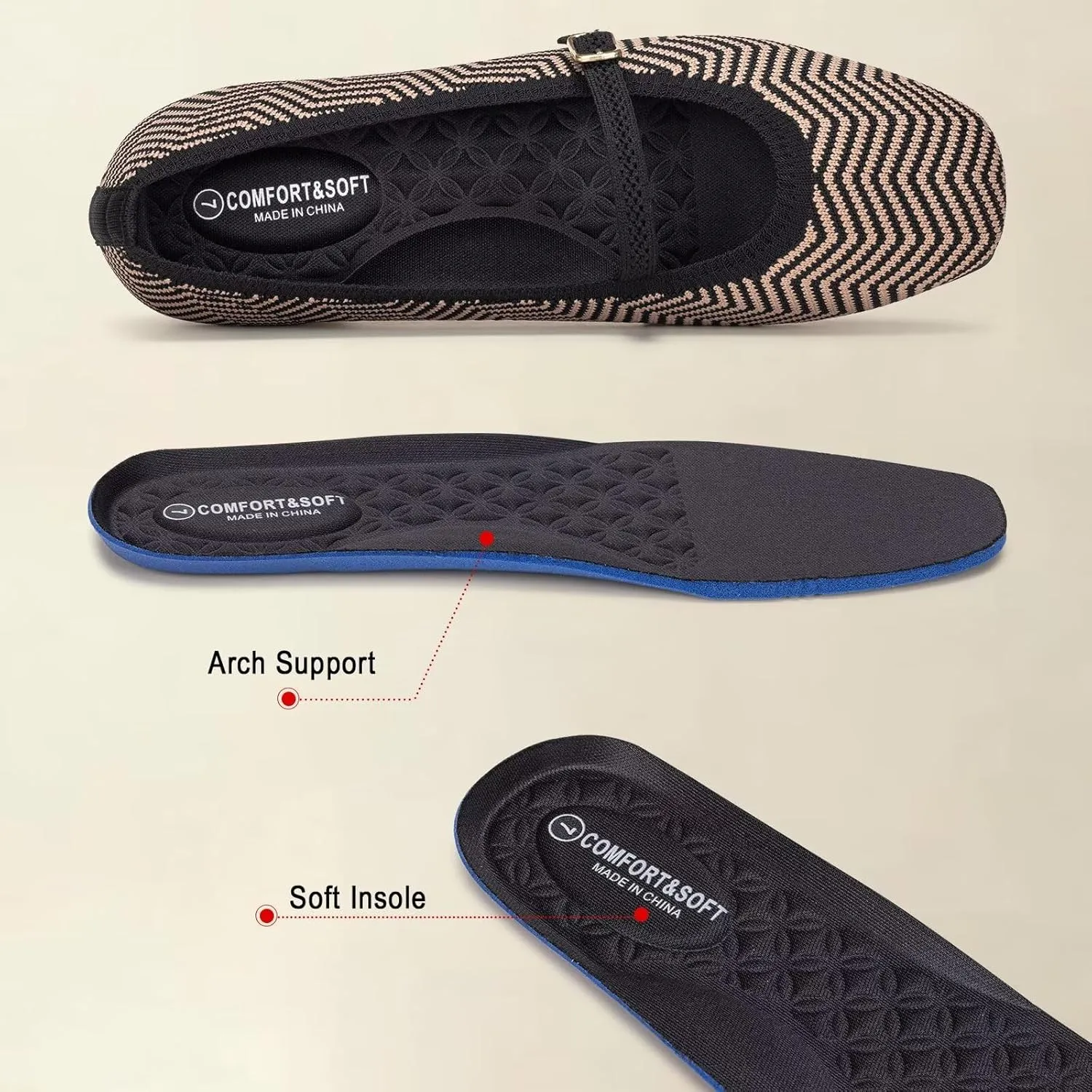 Frank Mully Mary Jane Women Flat Shoes Slip on Square-Toe Washable Shoes Comfortable for Dressy and Work with Ankle Strap