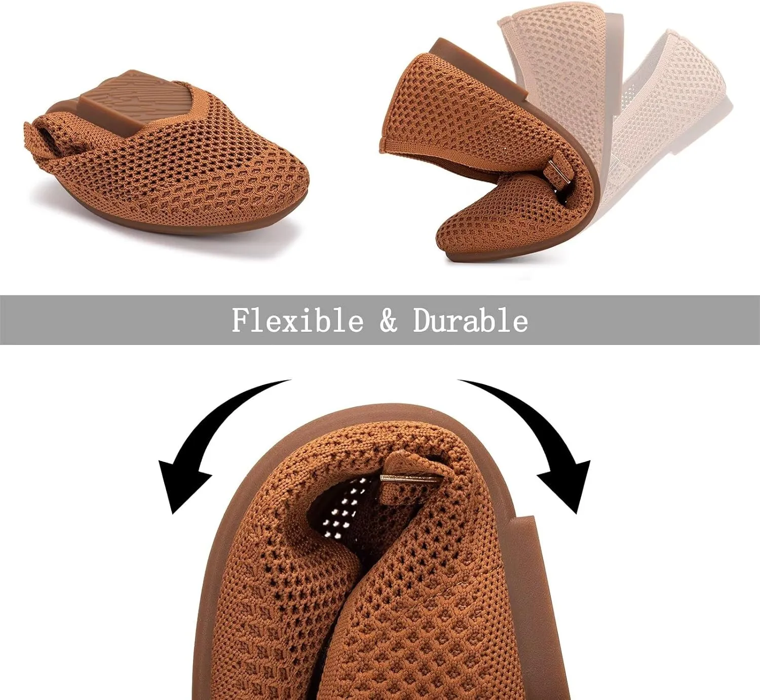 Frank Mully Womens Casual Flat Shoes Square Toe Shoes Knitted Mesh Flat Comfort Work Flat Shoes for Daily Washable