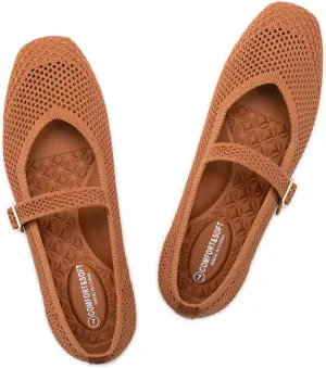 Frank Mully Womens Casual Flat Shoes Square Toe Shoes Knitted Mesh Flat Comfort Work Flat Shoes for Daily Washable