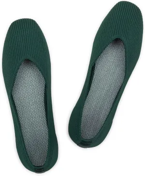 Frank Mully Womens Casual Flat Shoes Square Toe Shoes Knitted Work Flat Comfort Dressy Flat Shoes for Daily Washable