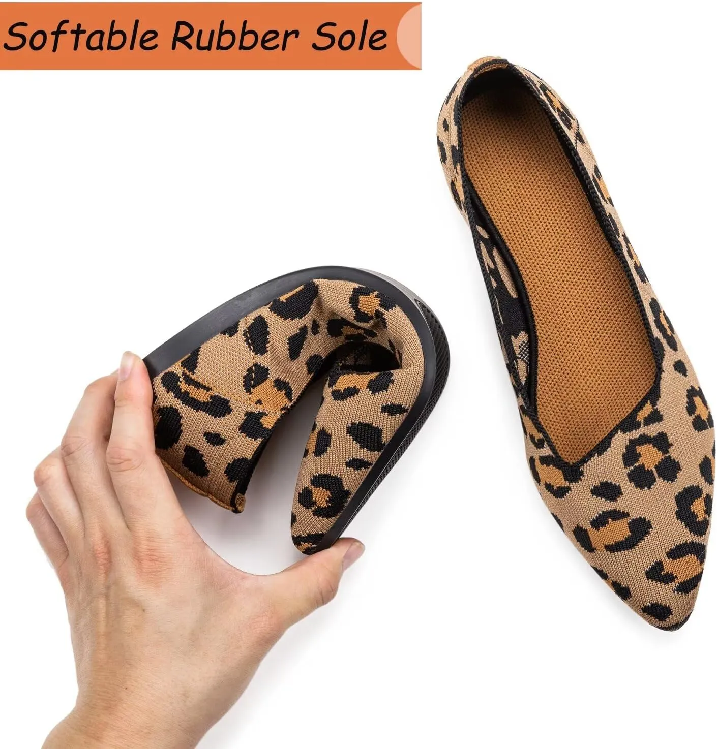 Frank Mully Womens Pointed Toe Flats Knit Dress Shoes Comfort Women Shoes Slip On Shoes for Woman Classic Softable Shoes Low Wedge