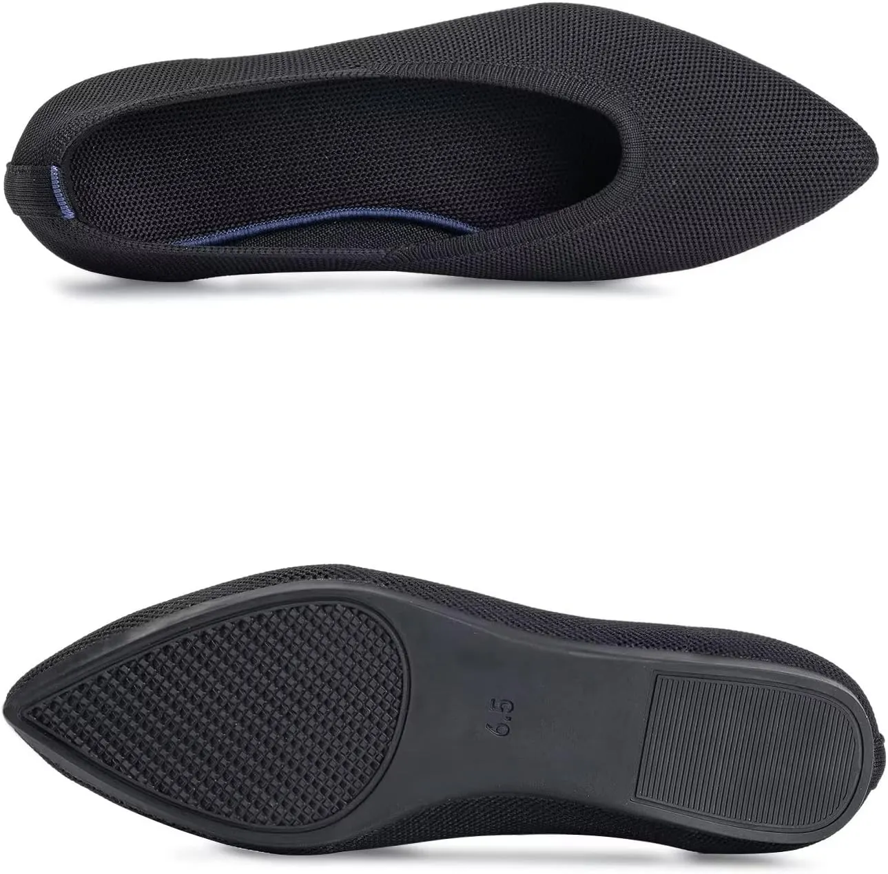 Frank Mully Womens Pointed Toe Flats Knit Dress Shoes Comfort Women Shoes Slip On Shoes for Woman Classic Softable Shoes Low Wedge