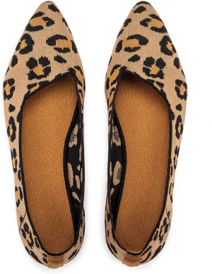 Frank Mully Womens Pointed Toe Flats Knit Dress Shoes Comfort Women Shoes Slip On Shoes for Woman Classic Softable Shoes Low Wedge