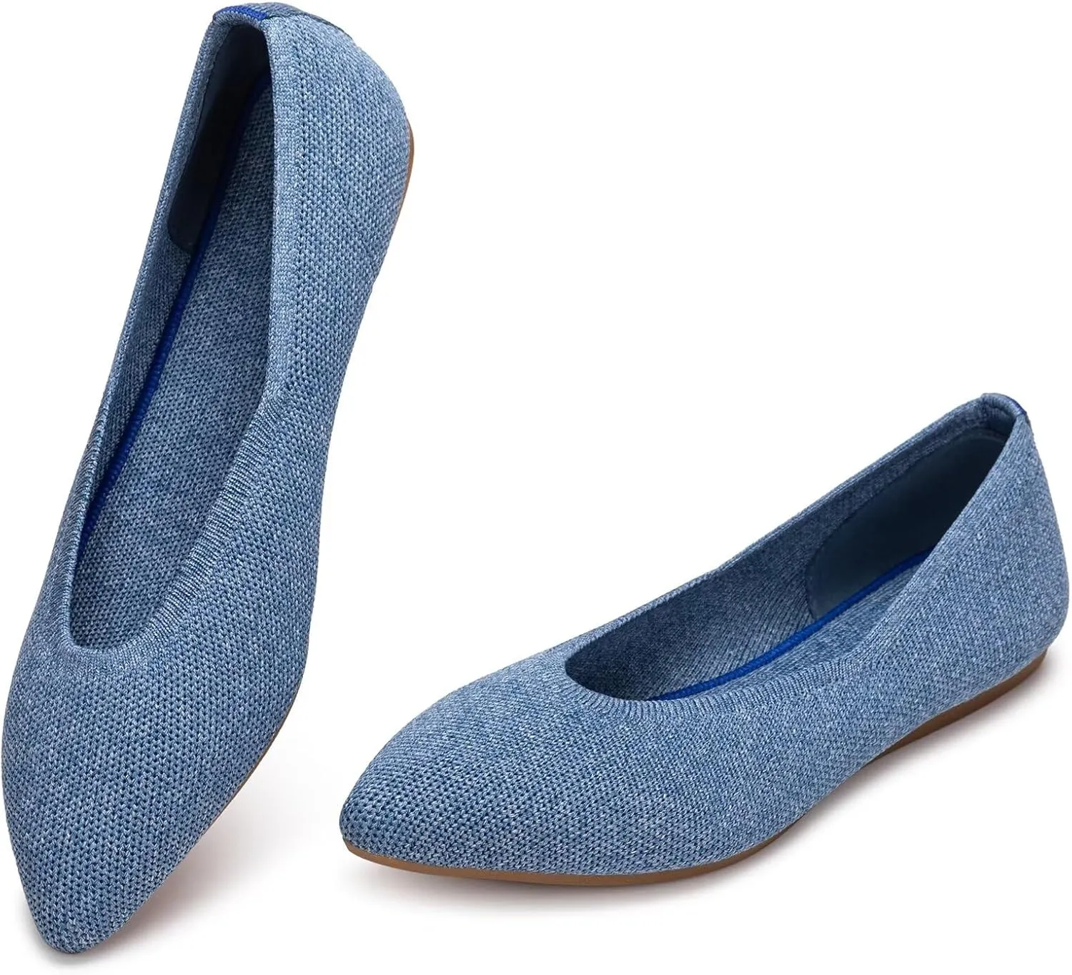 Frank Mully Womens Pointed Toe Flats Knit Dress Shoes Comfort Women Shoes Slip On Shoes for Woman Classic Softable Shoes Low Wedge