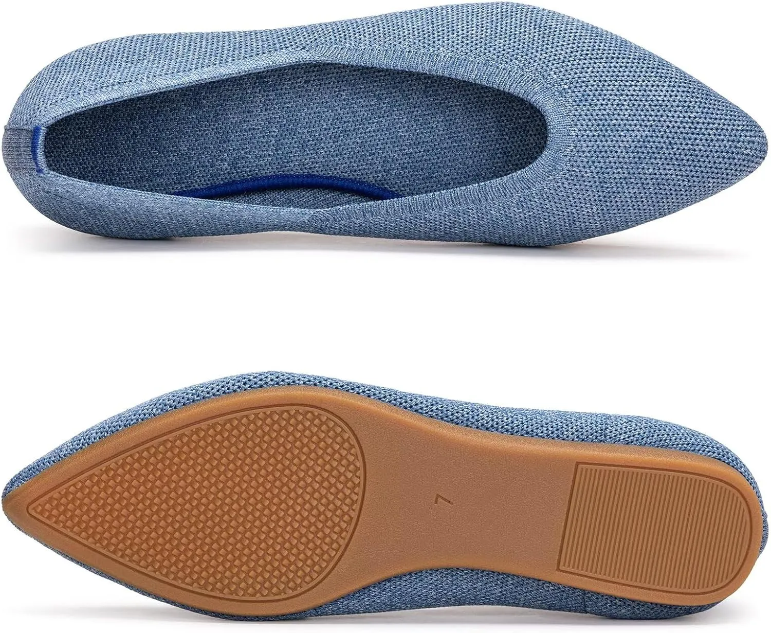 Frank Mully Womens Pointed Toe Flats Knit Dress Shoes Comfort Women Shoes Slip On Shoes for Woman Classic Softable Shoes Low Wedge