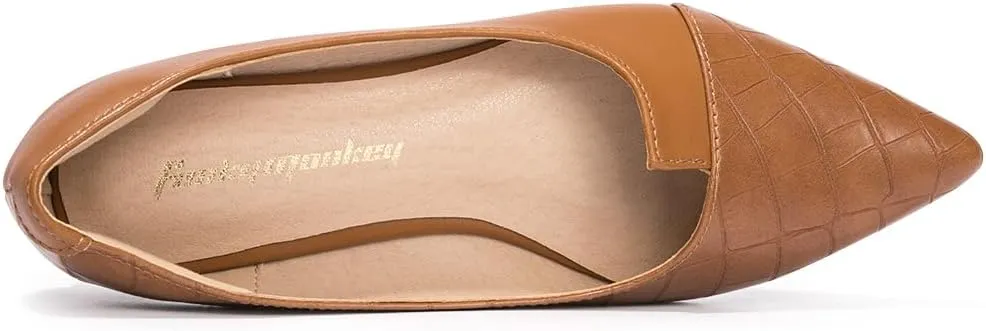 FUNKYMONKEY Black Flats Shoes for Women, Comfort Pointed Toe Slip On Work Shoes