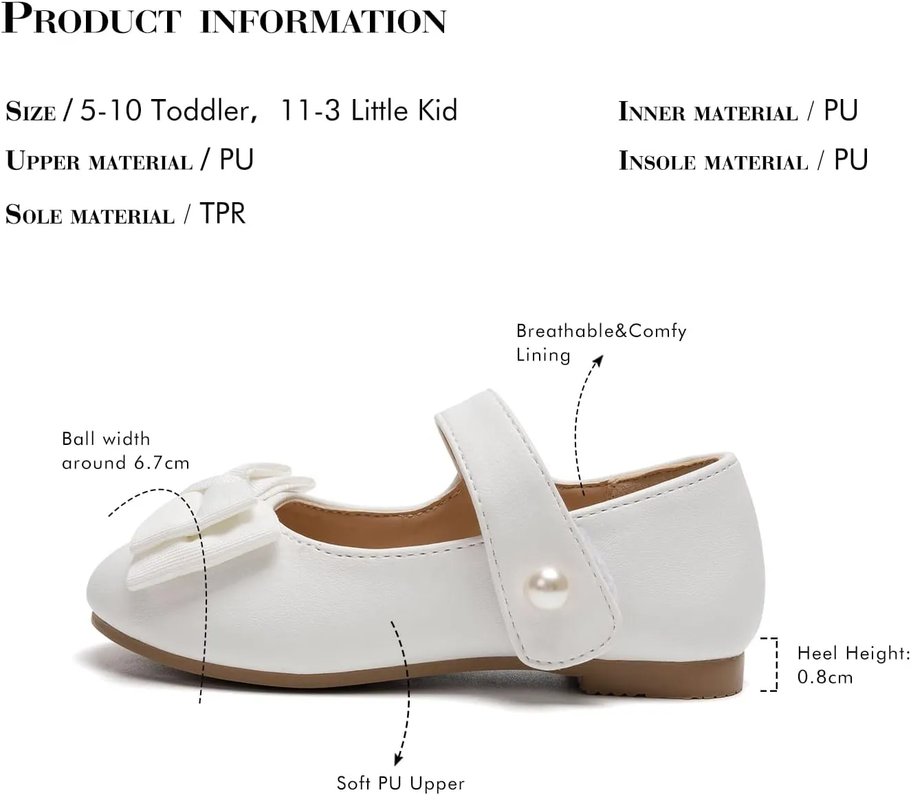 FUNKYMONKEY Toddler/Little Girl Mary Jane Dress Shoes Casual Slip on Ballet Flat