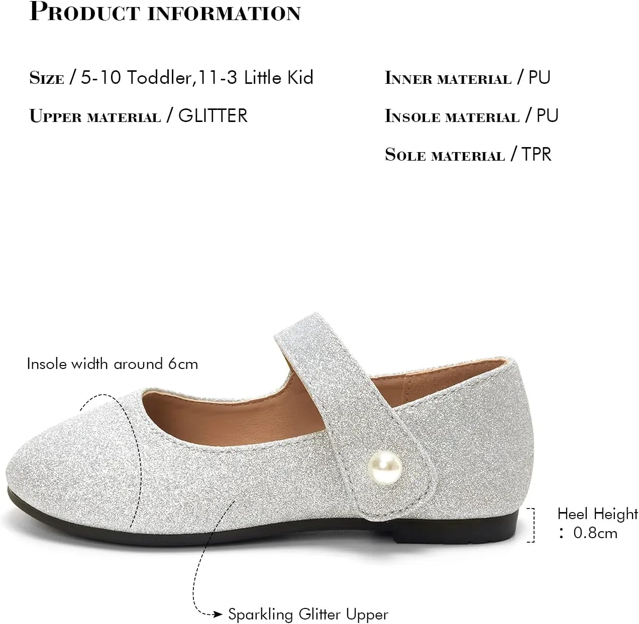 FUNKYMONKEY Toddler/Little Girl Mary Jane Dress Shoes Casual Slip on Ballet Flat