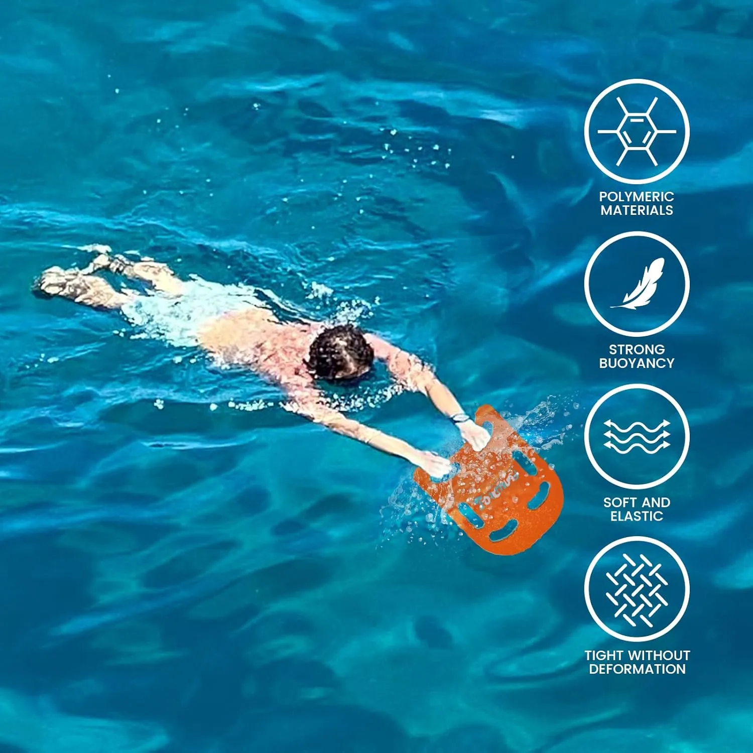 FunWater Swim Kickboard, 14"/18" Swim Training kickboard with Non-Slip Edges and 6 Integrated Hole Handles, Lightweight EVA Board, Suitable for Adult and Children's Swim Lessons