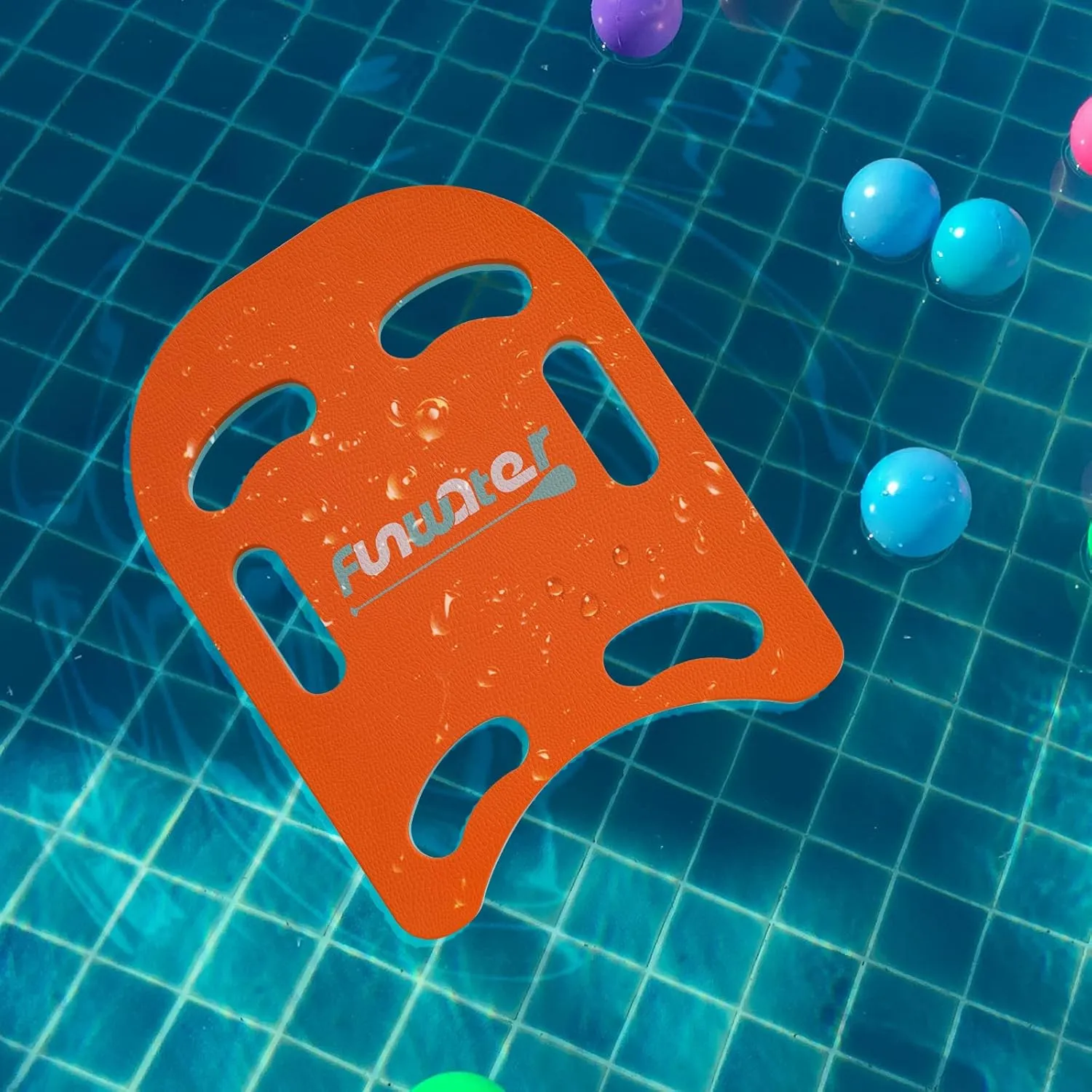 FunWater Swim Kickboard, 14"/18" Swim Training kickboard with Non-Slip Edges and 6 Integrated Hole Handles, Lightweight EVA Board, Suitable for Adult and Children's Swim Lessons