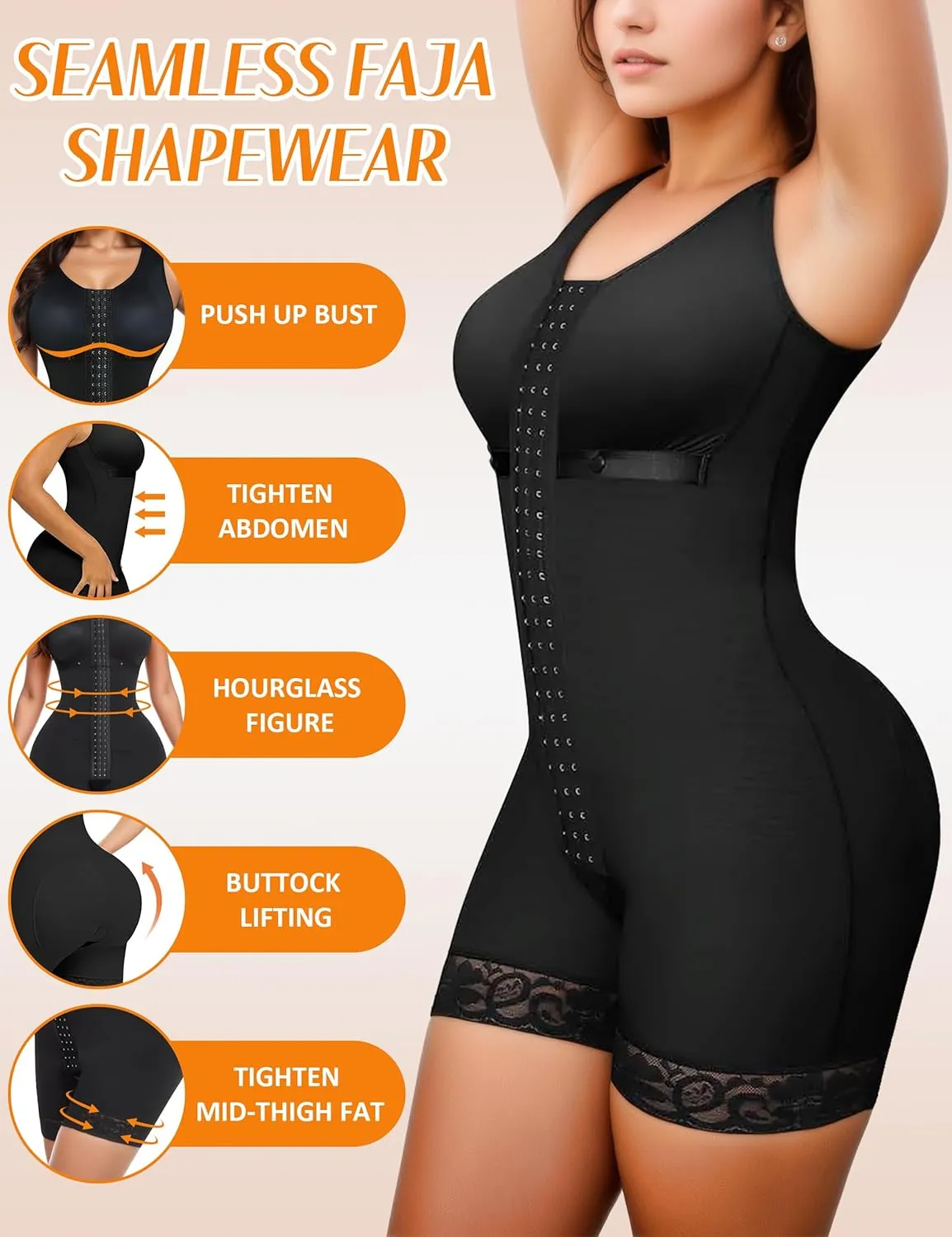 GainKee Fajas Colombianas Shapewear for Women Tummy Control Body Shaper Butt Lifting Compression Bodysuit Girdles