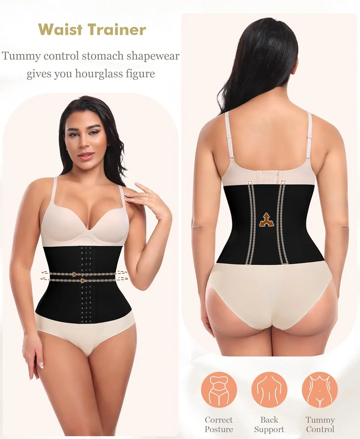 Ganado Waist Trainer for Women Corset Shapewear Tummy Control Waist Cincher Underbust Postpartum Girdle Body Shaper