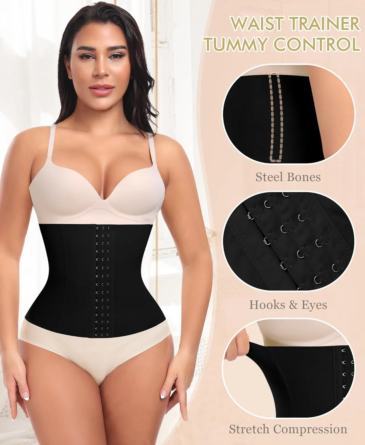 Ganado Waist Trainer for Women Corset Shapewear Tummy Control Waist Cincher Underbust Postpartum Girdle Body Shaper
