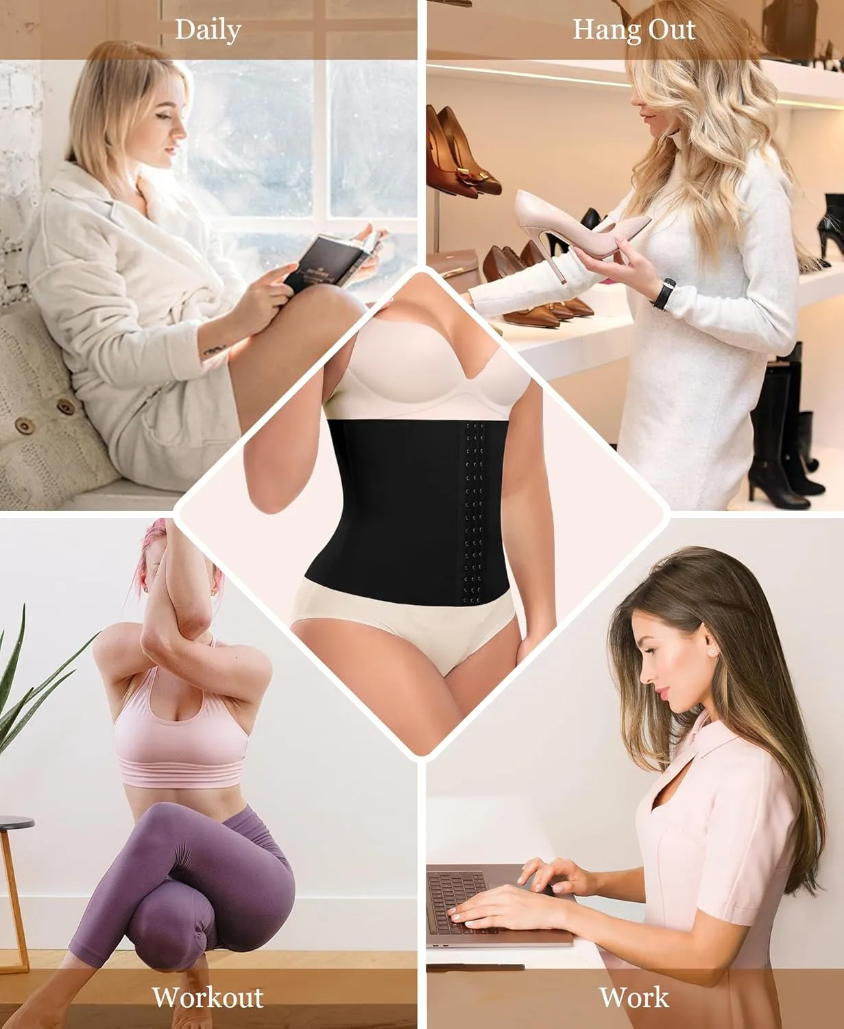 Ganado Waist Trainer for Women Corset Shapewear Tummy Control Waist Cincher Underbust Postpartum Girdle Body Shaper