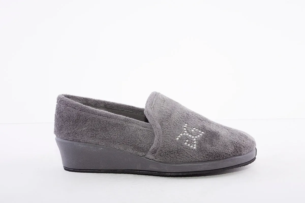 GARZON - 1424.247 LOW WEDGE FULL SLIPPER - GREY