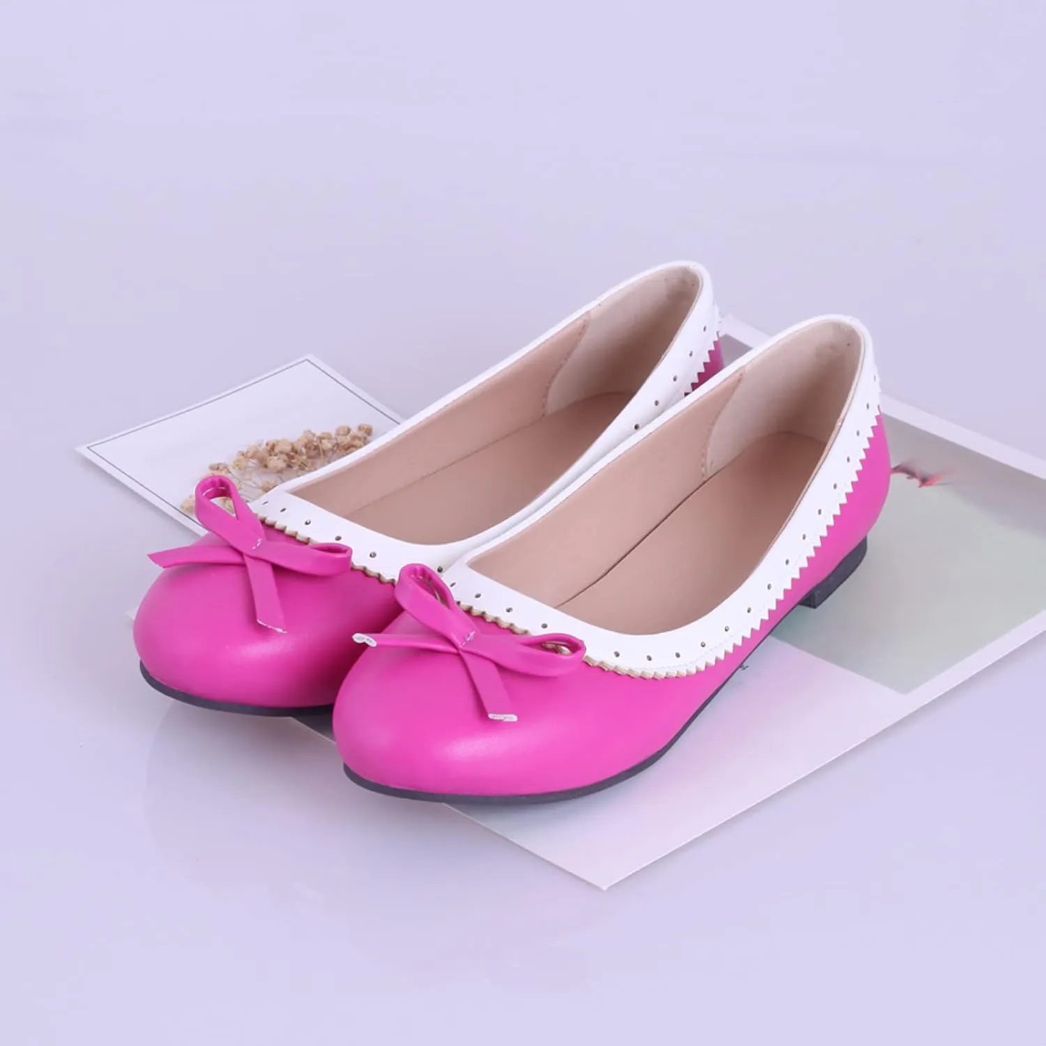Gicoiz Women Round Toe Flats Slip On Bowtie Ballet Flats