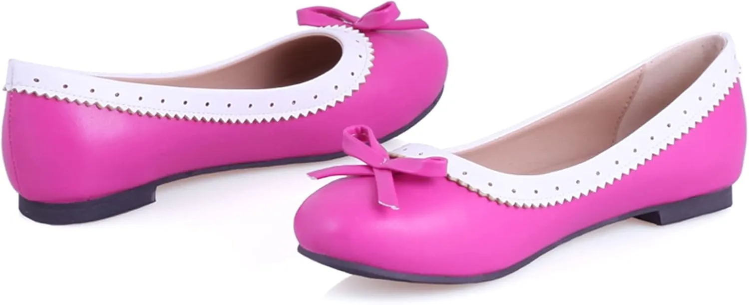 Gicoiz Women Round Toe Flats Slip On Bowtie Ballet Flats