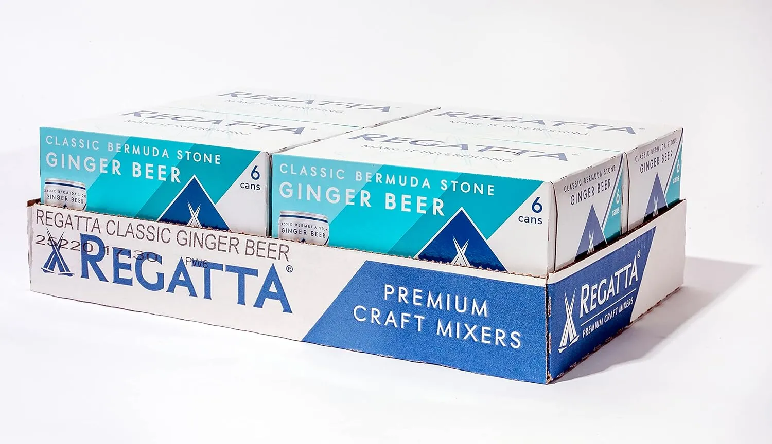 Ginger Beer, Regatta Craft Mixers, Premium Ginger Beer, All-Natural Ingredients, Non-GMO, 7.5oz, Case of 24 Sleek Cans