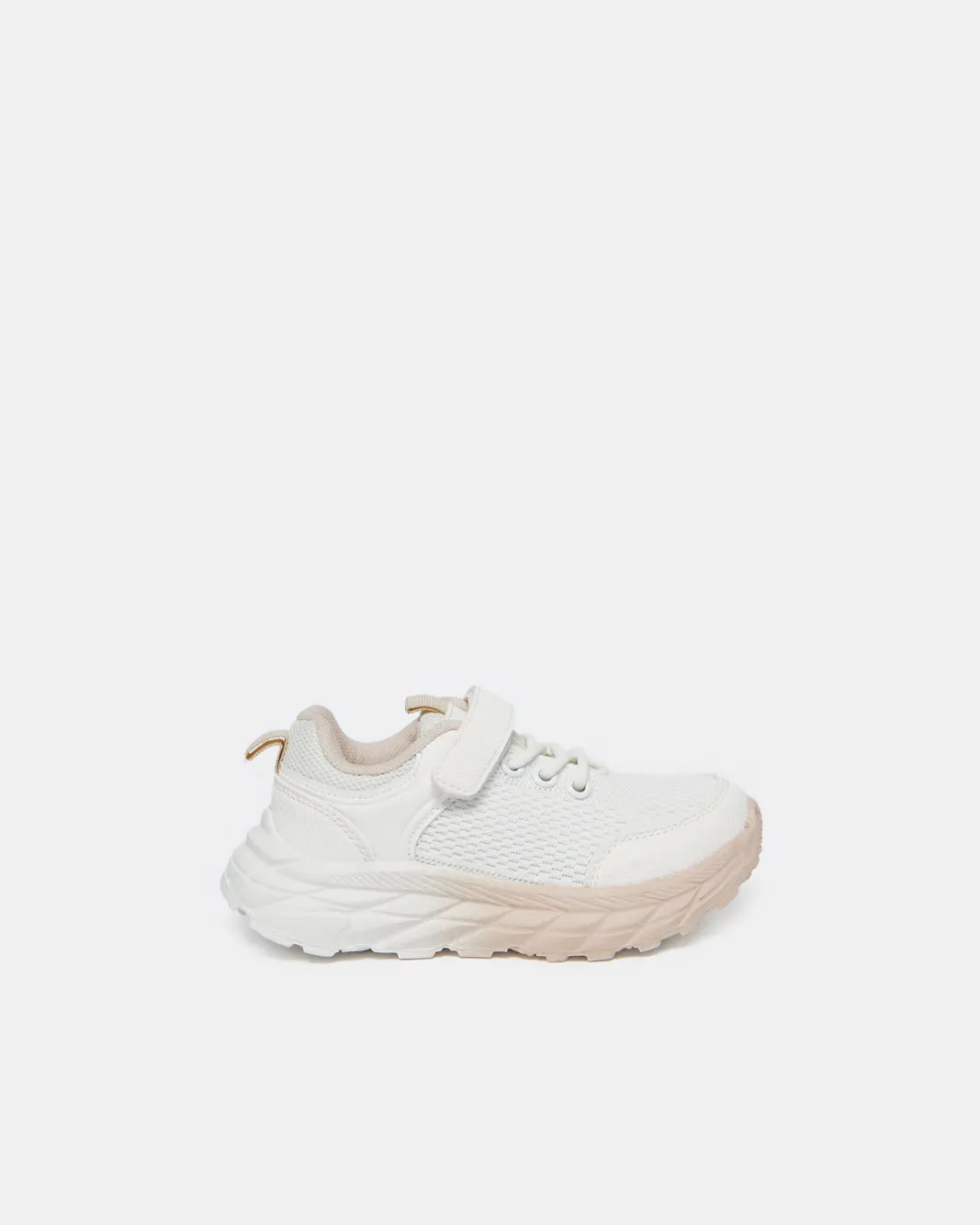 Girls White Textured Velcro Trainer