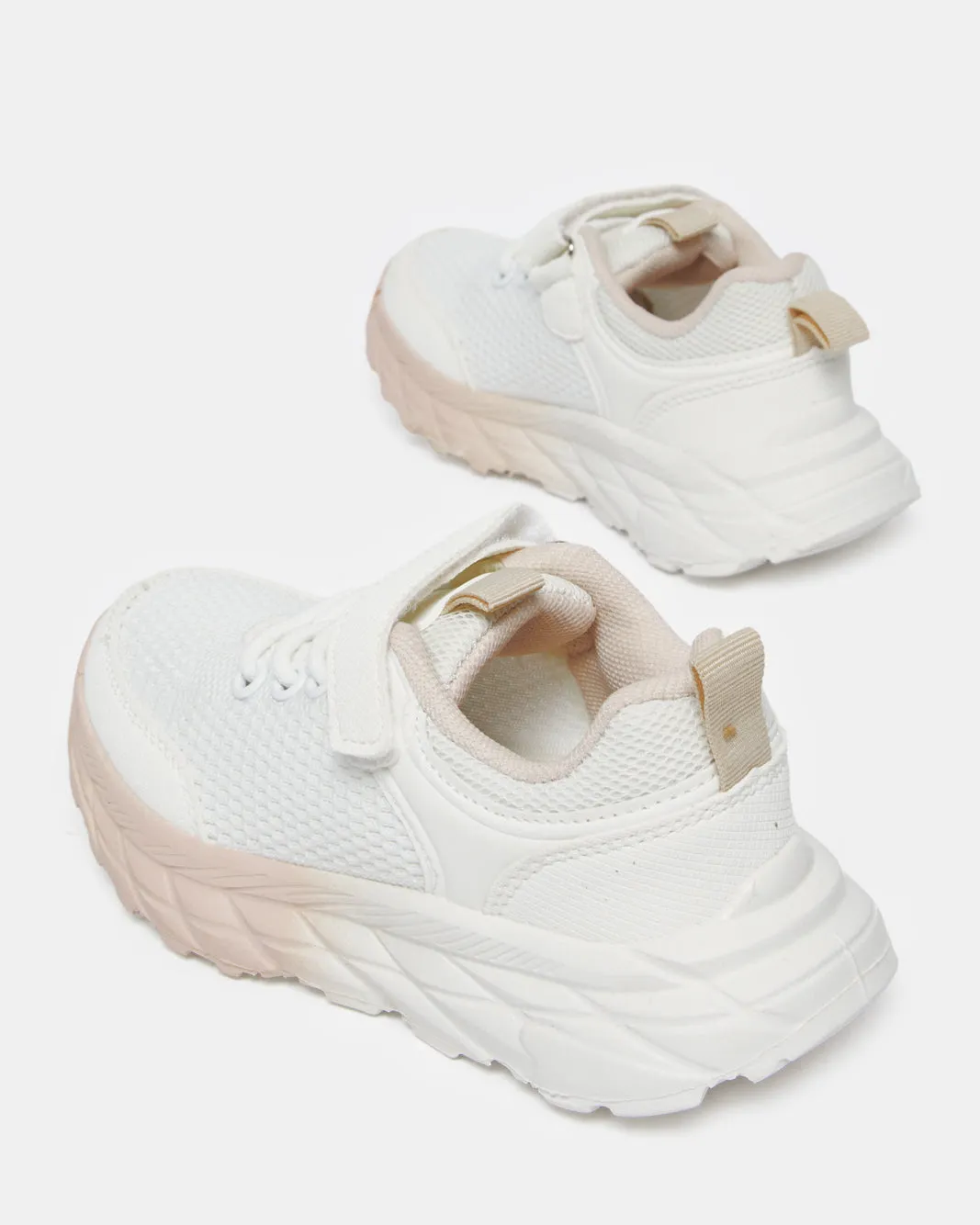 Girls White Textured Velcro Trainer