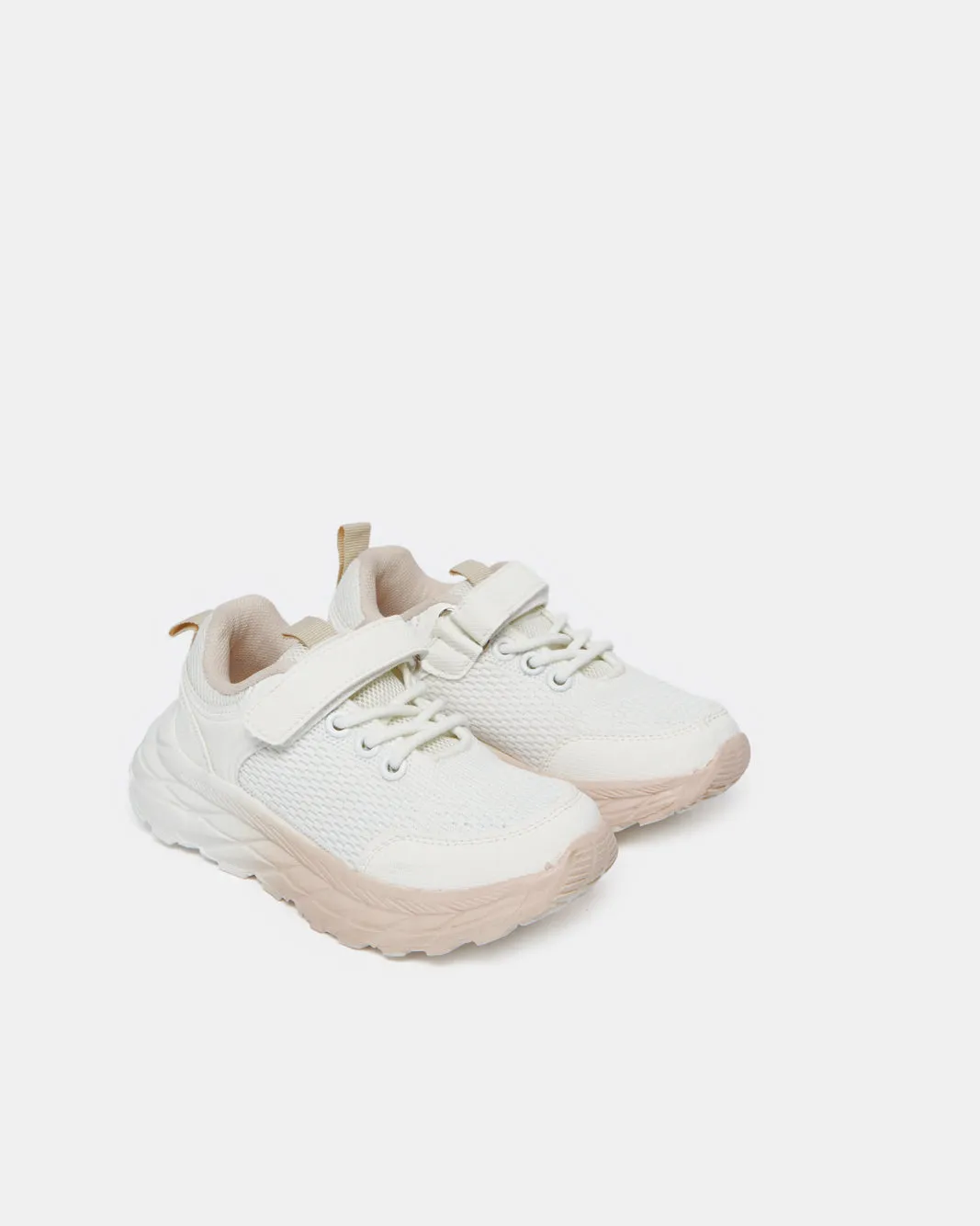 Girls White Textured Velcro Trainer