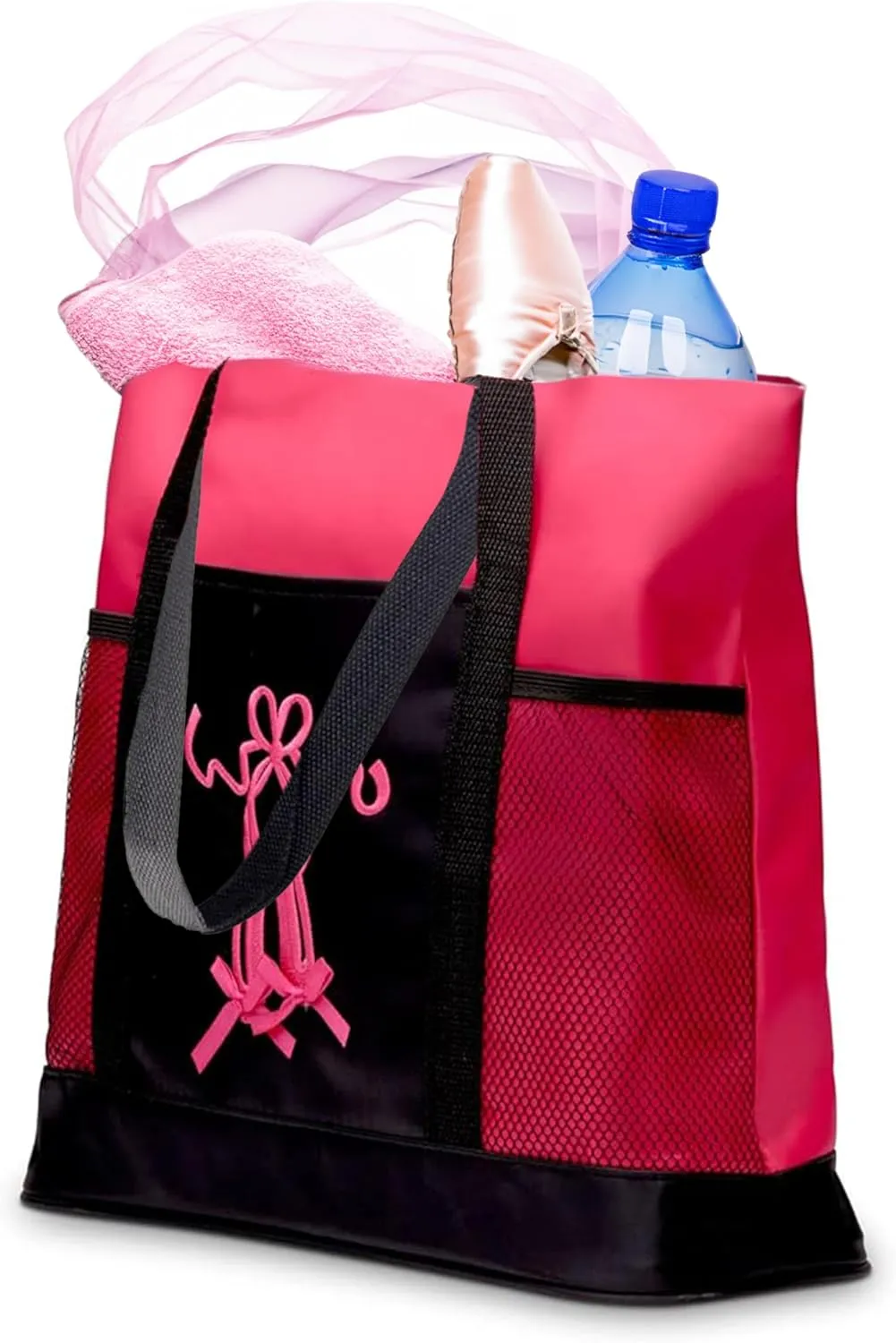 GLOBAL FBA INC Embroidered Dance Ballet Slippers Tote Bag, Kids Travel Bag, Dance Accessories For Girls and Teens