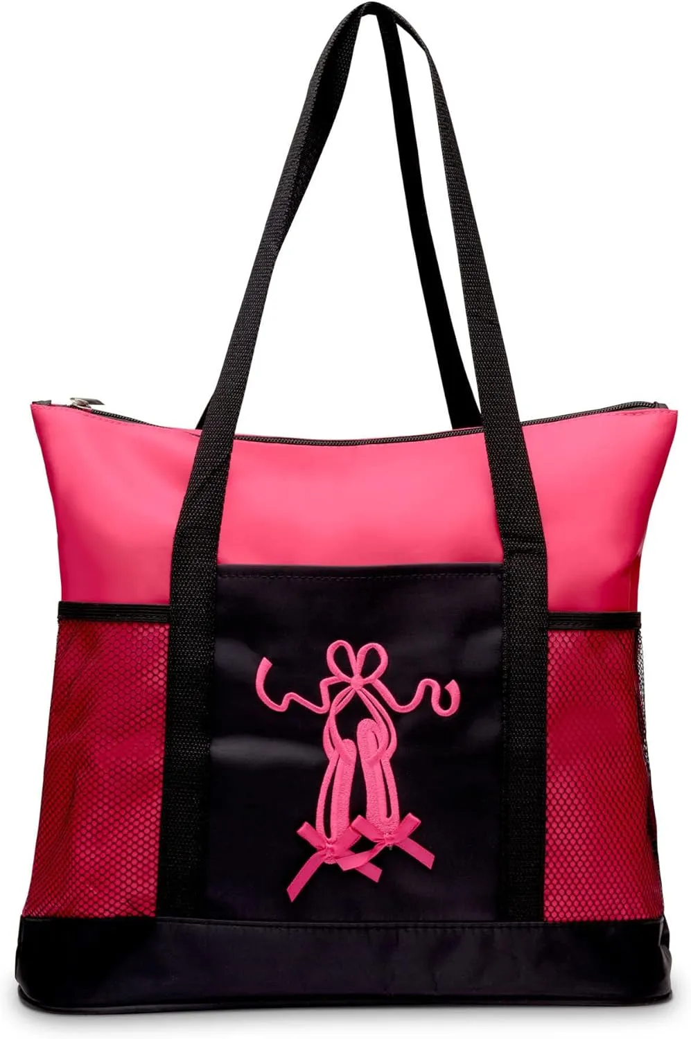 GLOBAL FBA INC Embroidered Dance Ballet Slippers Tote Bag, Kids Travel Bag, Dance Accessories For Girls and Teens