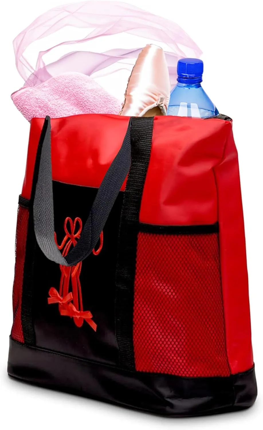 GLOBAL FBA INC Embroidered Dance Ballet Slippers Tote Bag, Kids Travel Bag, Dance Accessories For Girls and Teens