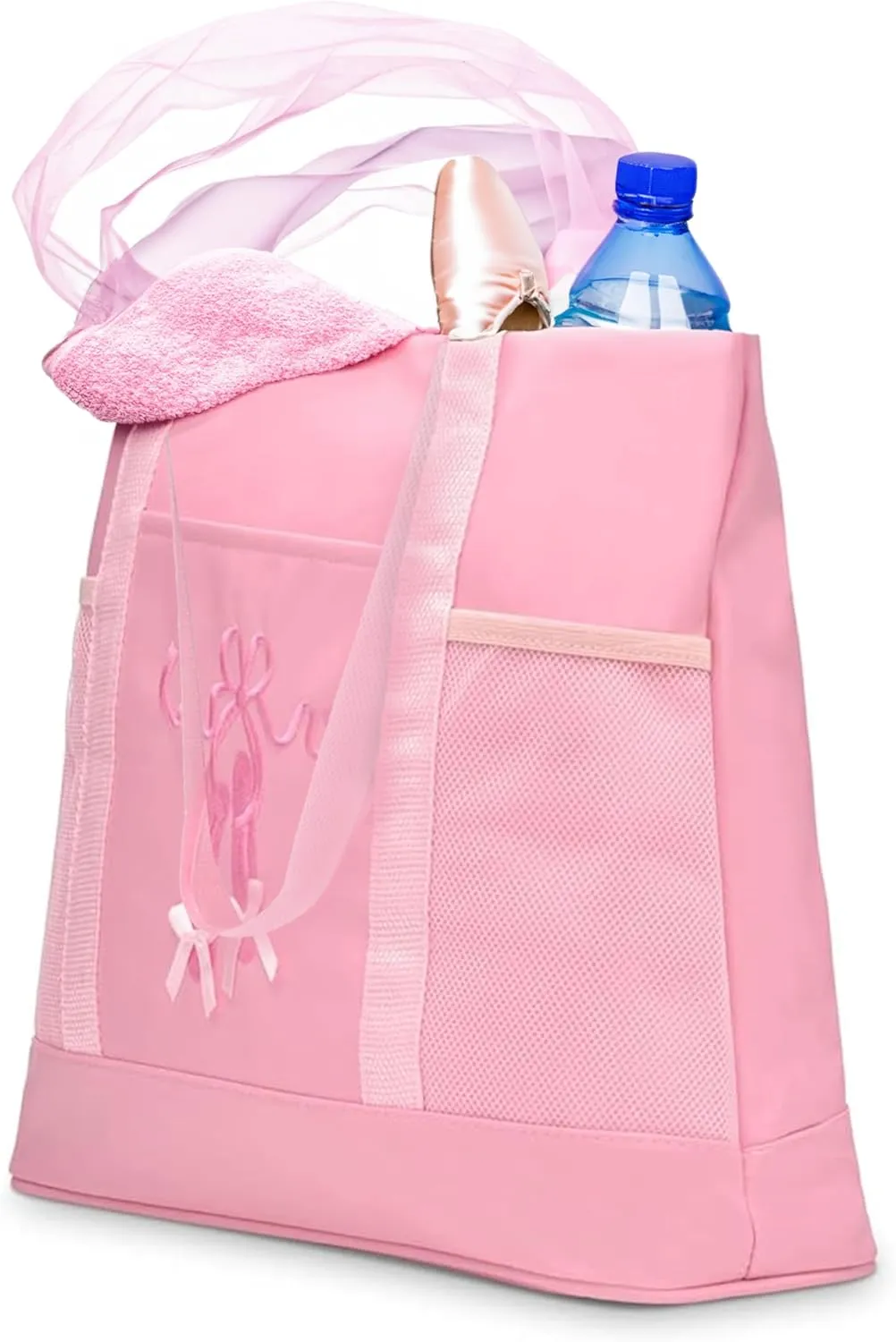 GLOBAL FBA INC Embroidered Dance Ballet Slippers Tote Bag, Kids Travel Bag, Dance Accessories For Girls and Teens
