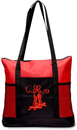GLOBAL FBA INC Embroidered Dance Ballet Slippers Tote Bag, Kids Travel Bag, Dance Accessories For Girls and Teens