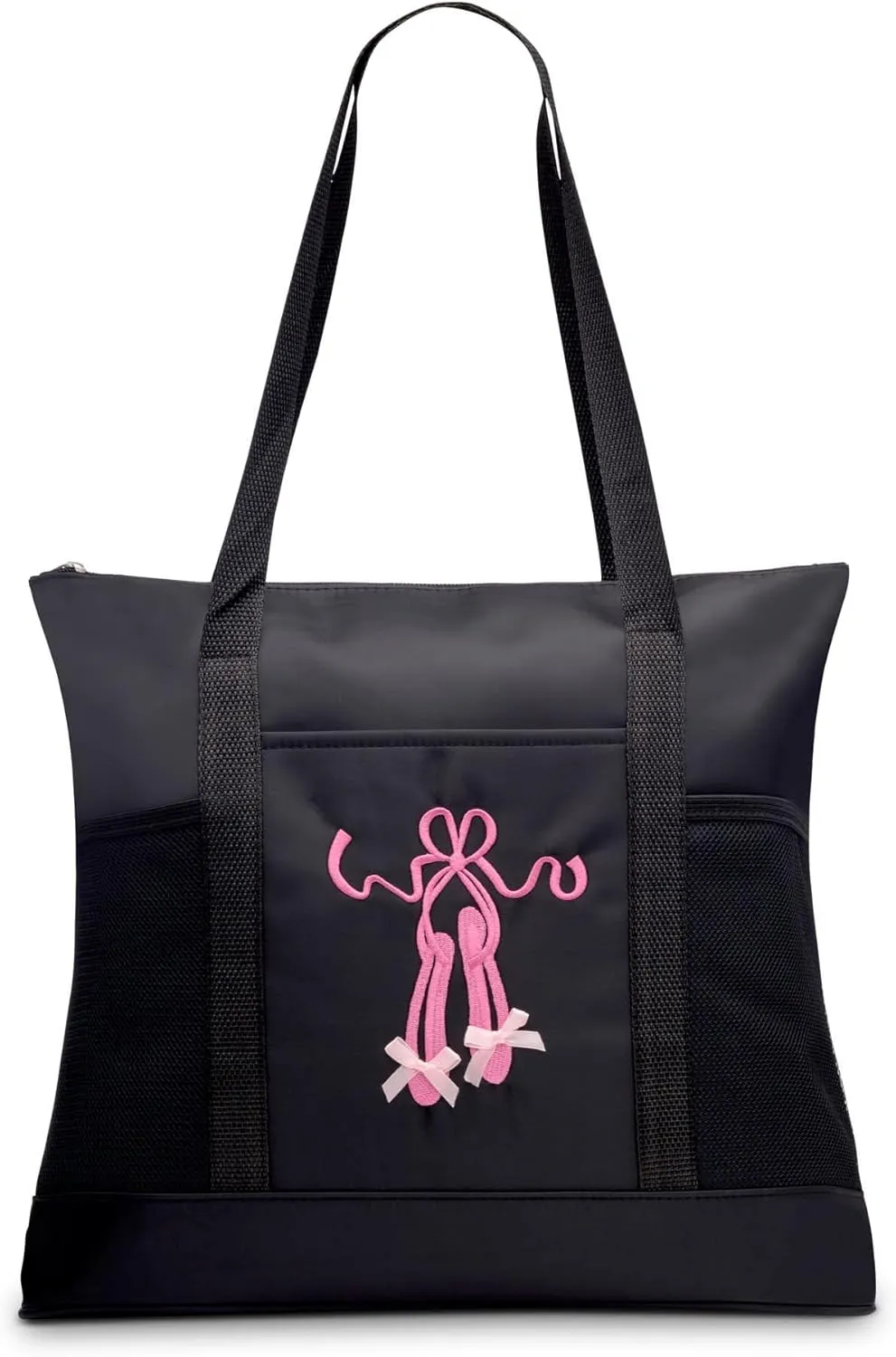 GLOBAL FBA INC Embroidered Dance Ballet Slippers Tote Bag, Kids Travel Bag, Dance Accessories For Girls and Teens
