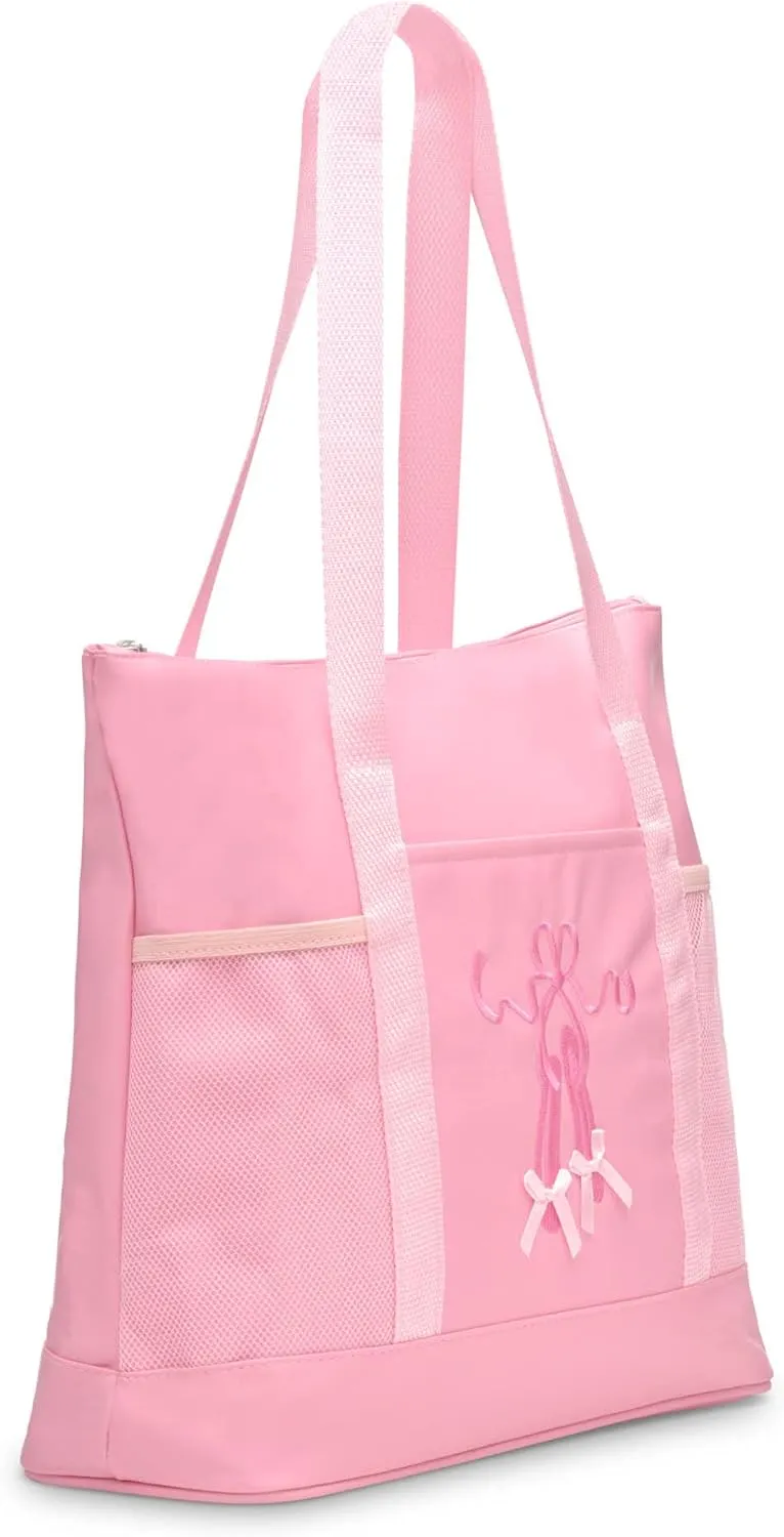 GLOBAL FBA INC Embroidered Dance Ballet Slippers Tote Bag, Kids Travel Bag, Dance Accessories For Girls and Teens