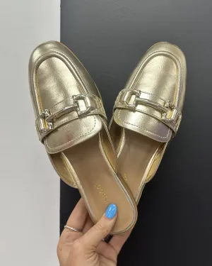 Gold Mule with Gold Buckle
