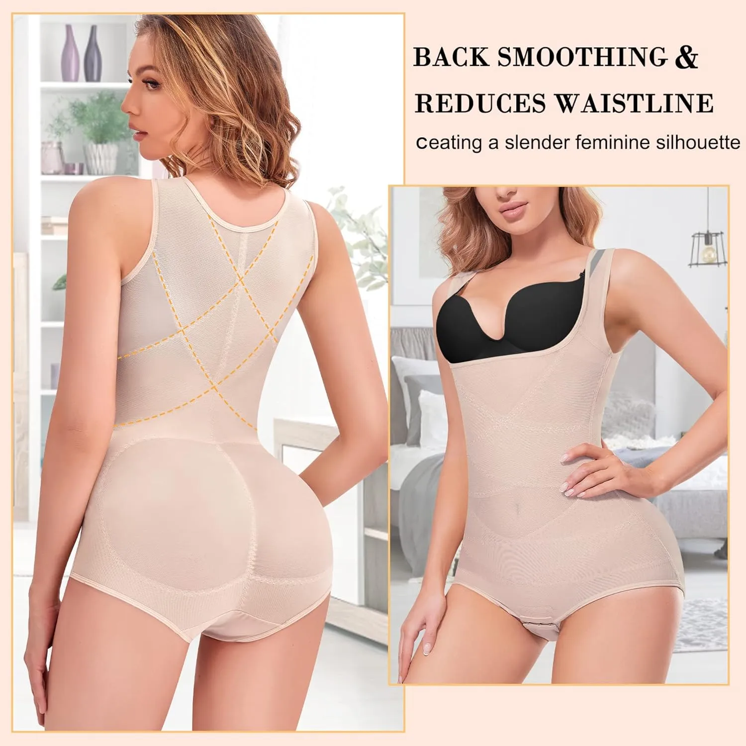 Gotoly Women Waist Trainer Bodysuit Full Body Shaper Vest Tummy Control Slim Corset Shapewear Tank Tops