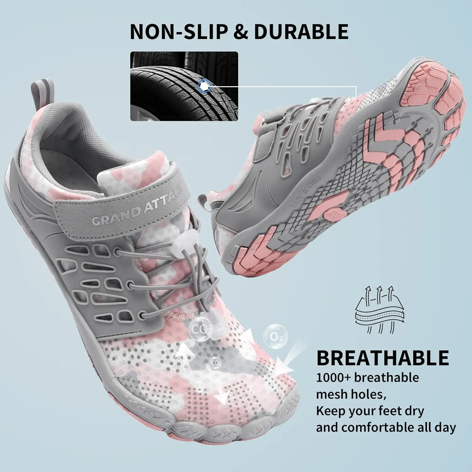 Grand Attack Barefoot Shoes Women Minimalist Zero Drop Lightweight Cross-Trainer for Wrestling Boxing Weightlifting Walking Shoes