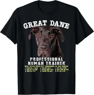 Great Dane Black Professional Human Trainer T-Shirt