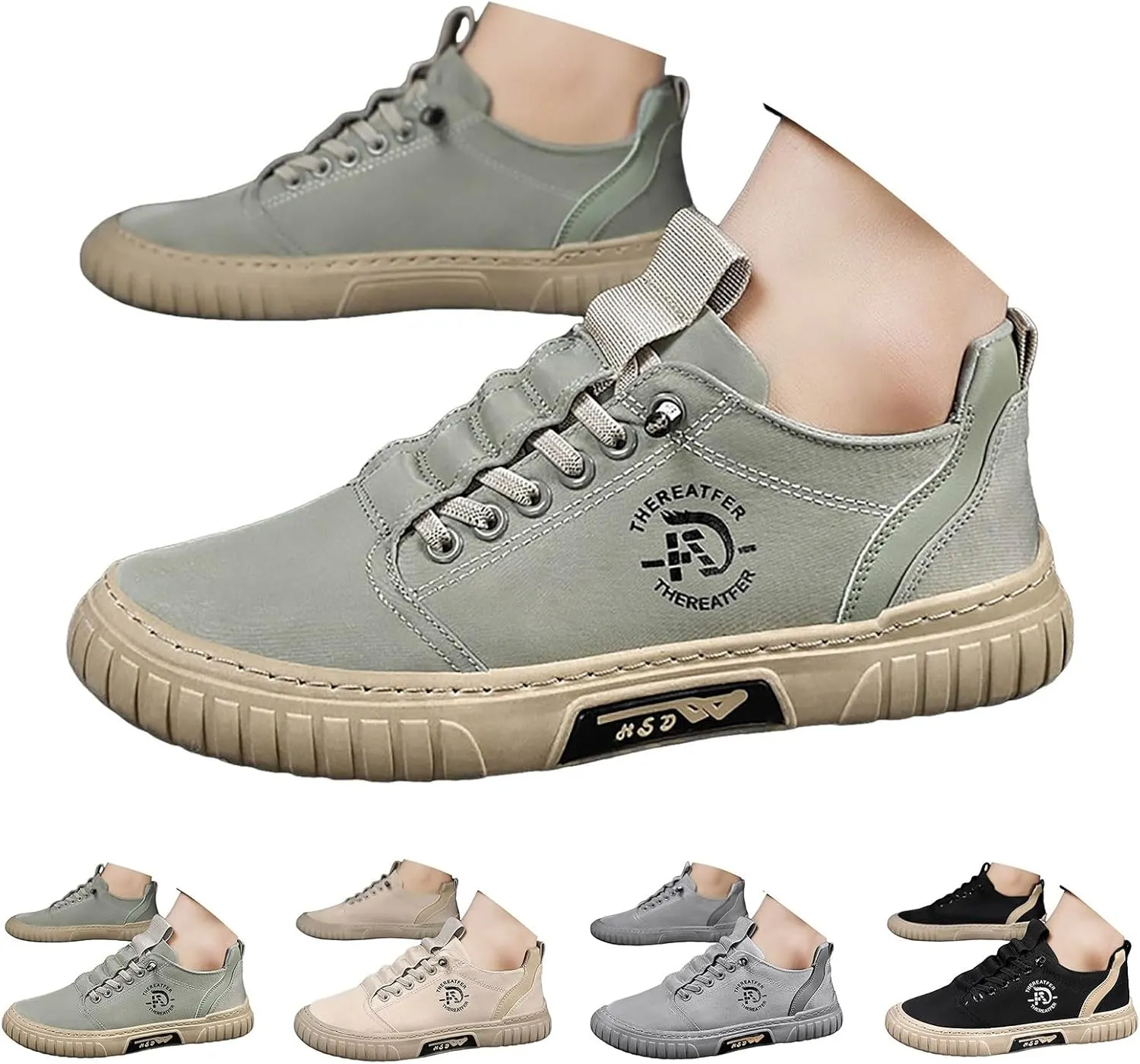 Grounded Footwear for Men Comfortable Flat Bottom Walking Shoes Lace Up Canvas Shoes Casual Dress Bass Men Loafer