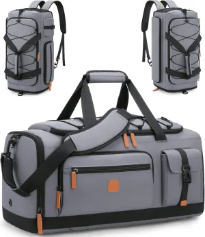 Gym Bag for Men and Women with Shoe & Laptop Compartment, 3-in-1 Sports Travel Duffel Bag Anti-Theft Weekender Carry-On Backpack for Airplane & Workout, Overnight Travel Bag,35L (Dark Grey, Medium)