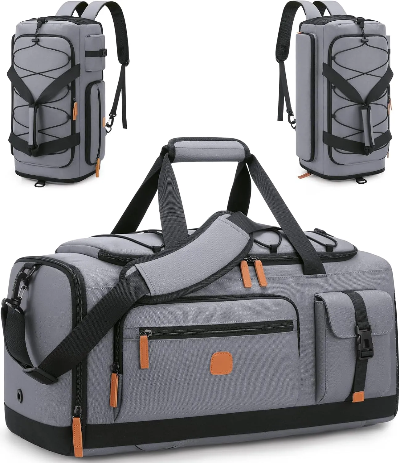 Gym Bag for Men and Women with Shoe & Laptop Compartment, 3-in-1 Sports Travel Duffel Bag Anti-Theft Weekender Carry-On Backpack for Airplane & Workout, Overnight Travel Bag,35L (Dark Grey, Medium)