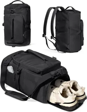 Gym Bag for Women Workout Gym Backpack with Shoe Compartment Sports Duffel Bag Multiple Pockets 30L (Black)