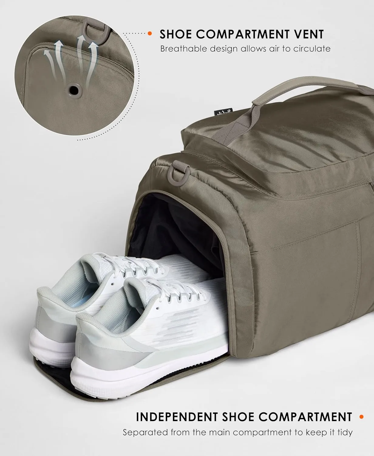 Gym Bag for Women Workout Gym Backpack with Shoe Compartment Sports Duffel Bag Multiple Pockets 30L (Grey Sage)
