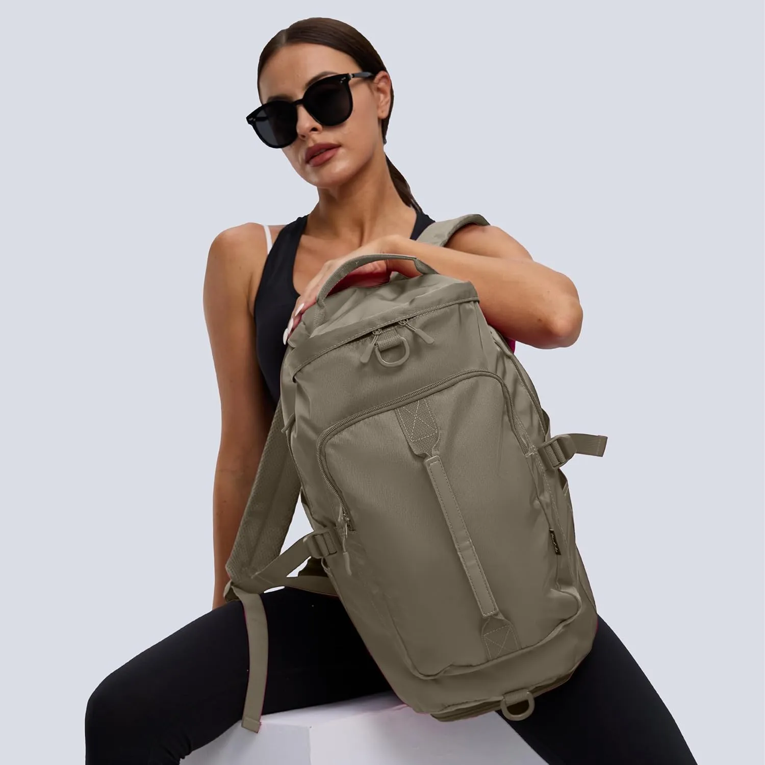 Gym Bag for Women Workout Gym Backpack with Shoe Compartment Sports Duffel Bag Multiple Pockets 30L (Grey Sage)