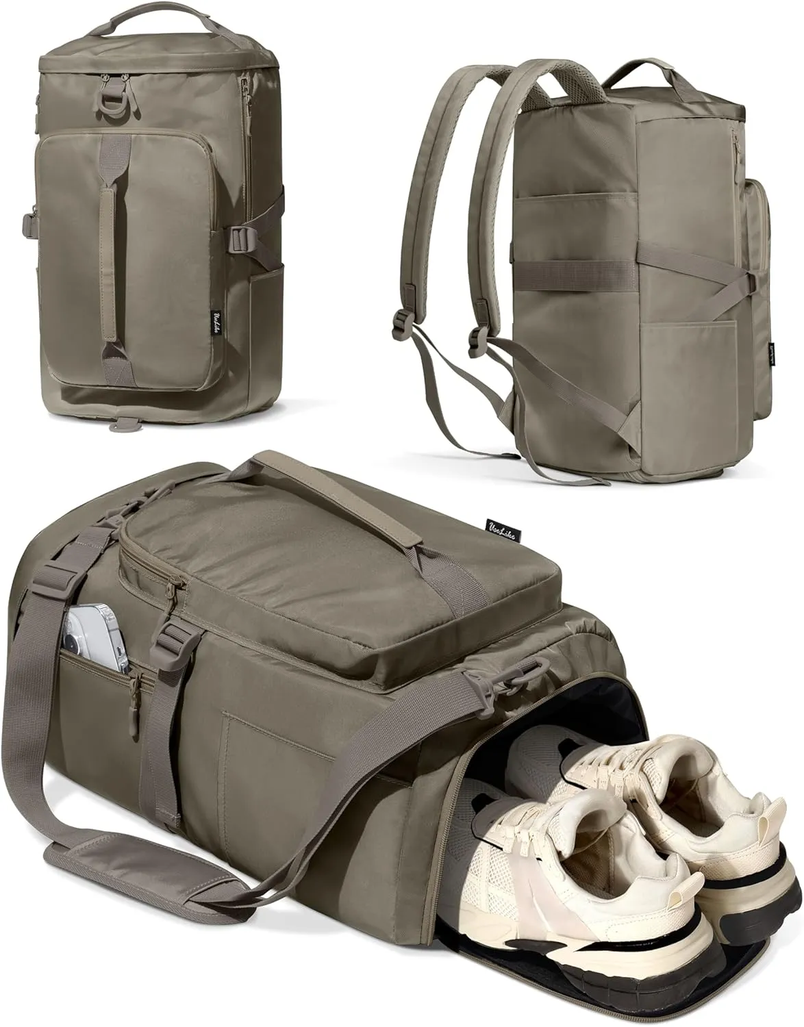 Gym Bag for Women Workout Gym Backpack with Shoe Compartment Sports Duffel Bag Multiple Pockets 30L (Grey Sage)