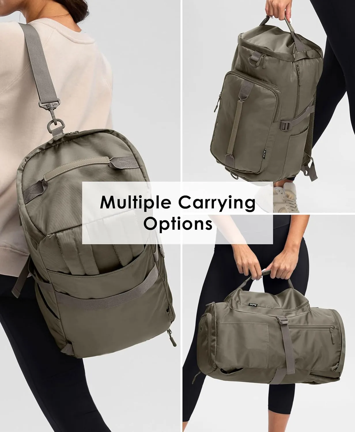 Gym Bag for Women Workout Gym Backpack with Shoe Compartment Sports Duffel Bag Multiple Pockets 30L (Grey Sage)