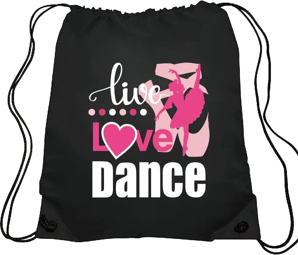 Haizct live Love Drawstring Backpacks, Ballet Drawstring Backpacks, Bags for Yoga Dance Rehearsal, Great Gift for Ballet Dancer Actor Actress